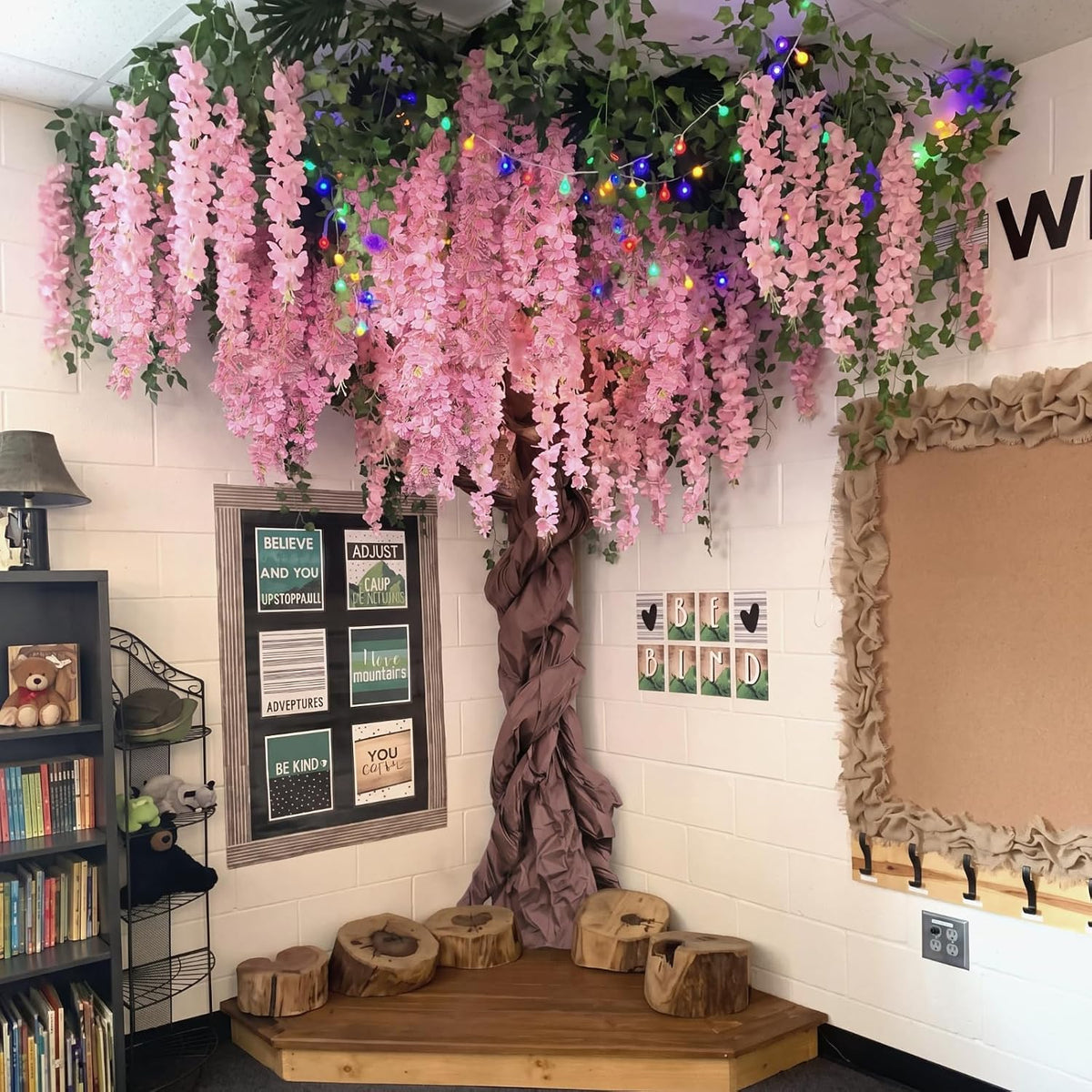Wisteria Hanging Flowers Cherry Blossom Tree Paper Decor, Pruple