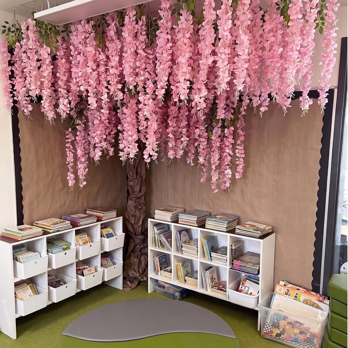 Wisteria Hanging Flowers Cherry Blossom Tree Paper Decor, Pruple