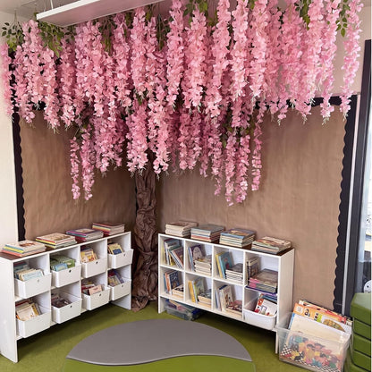 Wisteria Hanging Flowers Cherry Blossom Tree Paper Decor, Pruple