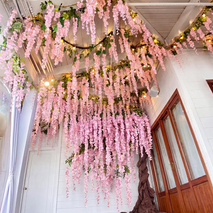 Wisteria Hanging Flowers Cherry Blossom Tree Paper Decor, Pruple
