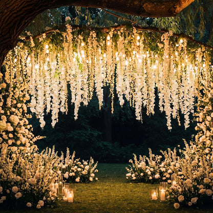 Wisteria Hanging Flowers Cherry Blossom Tree Paper Decor, Pruple