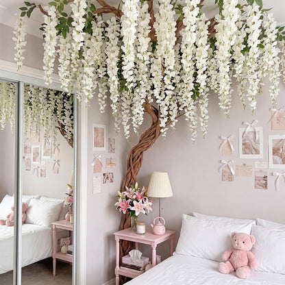Wisteria Hanging Flowers Cherry Blossom Tree Paper Decor, Pruple