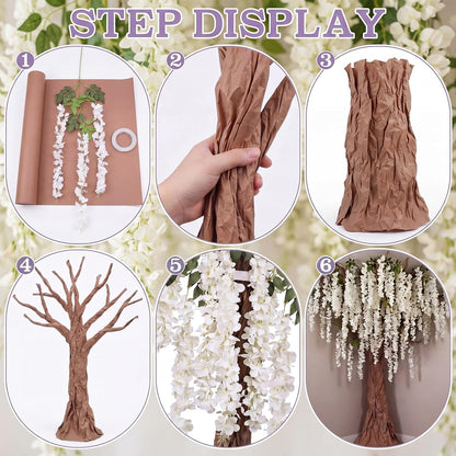 Wisteria Hanging Flowers Cherry Blossom Tree Paper Decor, Pruple