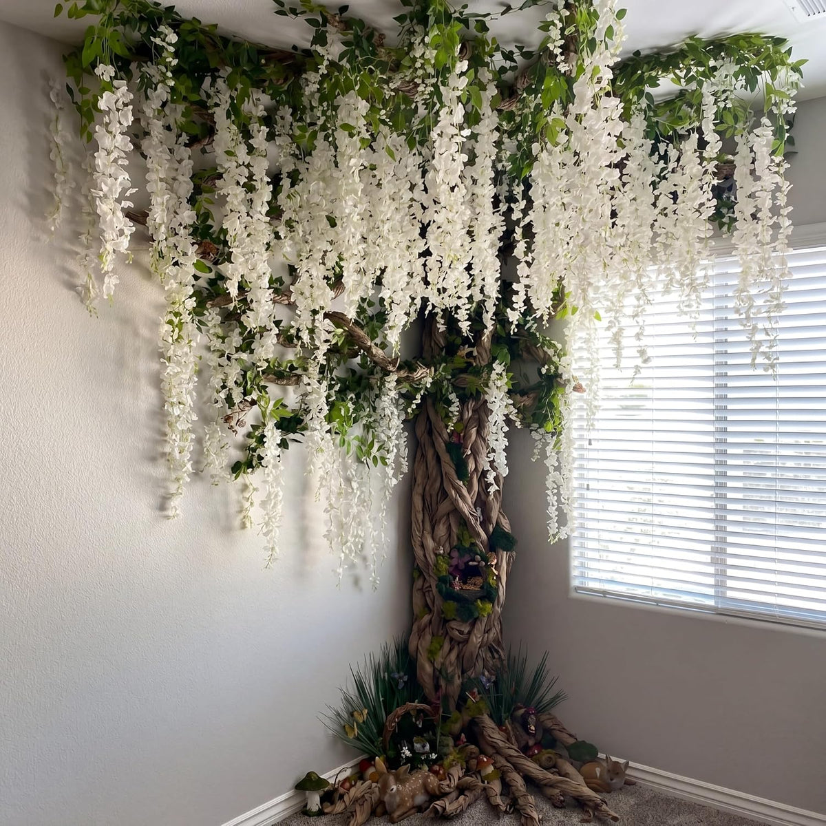 Wisteria Hanging Flowers Cherry Blossom Tree Paper Decor, Pruple