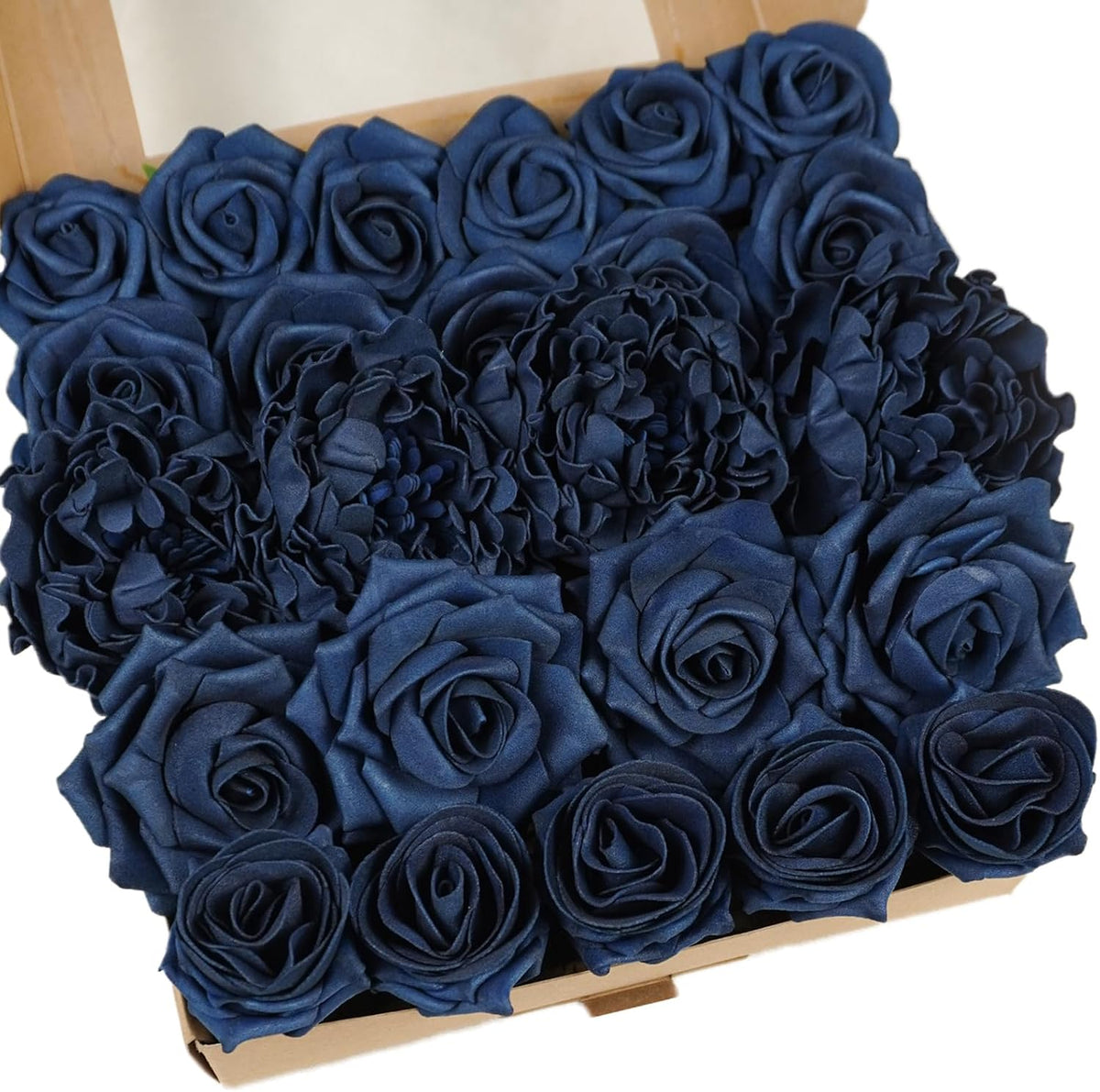 23pcs White Artificial Flowers Combo Box - Lifelike Premium Foam Peonies, Roses & Gardenias with Stems - DIY Wedding Bouquets, Centerpieces, Bridal Shower Decor & Bulk Fake Flowers