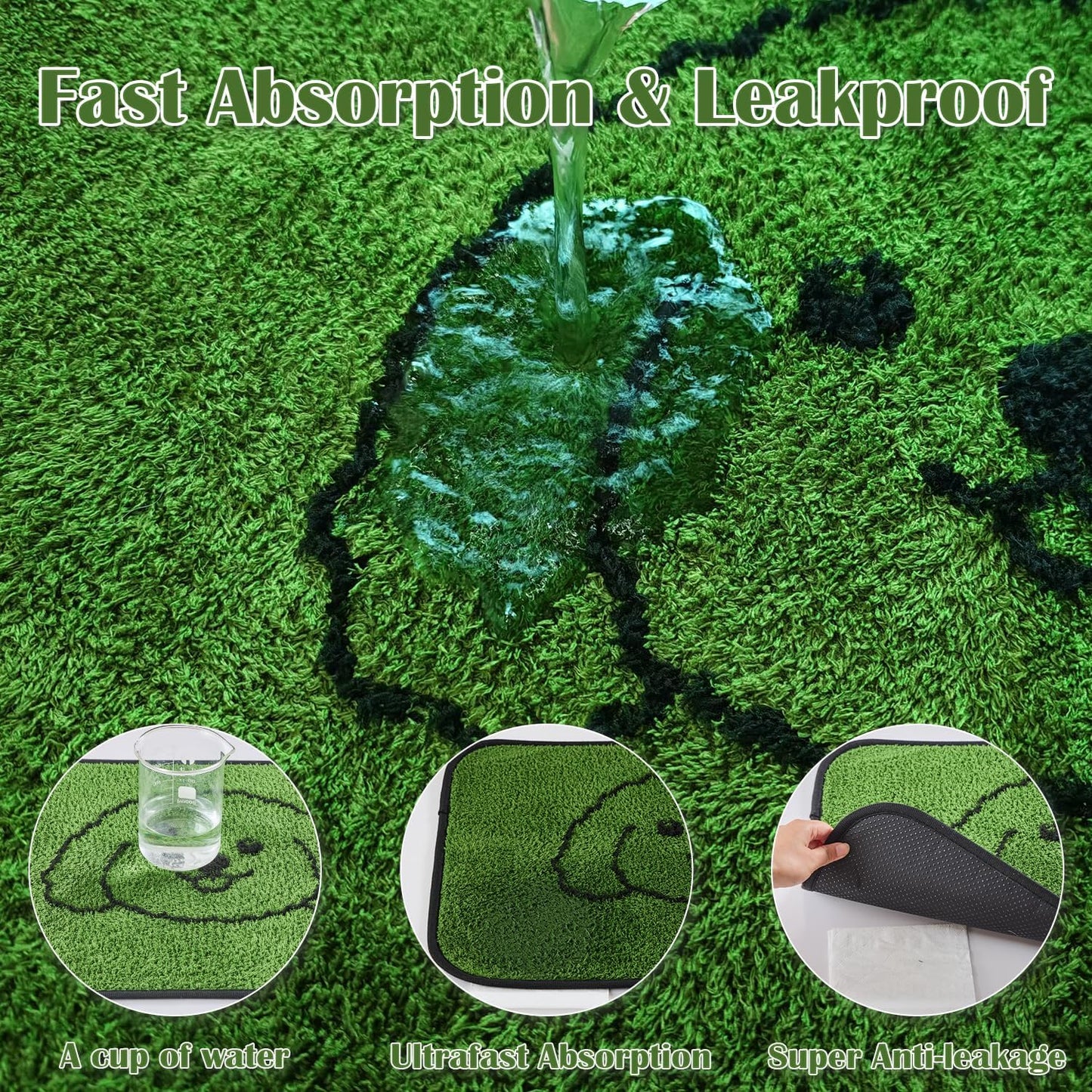 Reusable Puppy Pads , Washable Pee Pads for Dogs 18" x 24" 2 Pack | Super Absorbent & Leakproof Potty Training Pads, Plush Grass-Look With Non-Slip Backing For Crates, Playpens & Small Pets