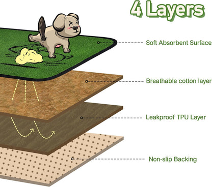 Reusable Puppy Pads , Washable Pee Pads for Dogs 18" x 24" 2 Pack | Super Absorbent & Leakproof Potty Training Pads, Plush Grass-Look With Non-Slip Backing For Crates, Playpens & Small Pets