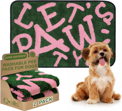 Reusable Puppy Pads , Washable Pee Pads for Dogs 18" x 24" 2 Pack | Super Absorbent & Leakproof Potty Training Pads, Plush Grass-Look With Non-Slip Backing For Crates, Playpens & Small Pets