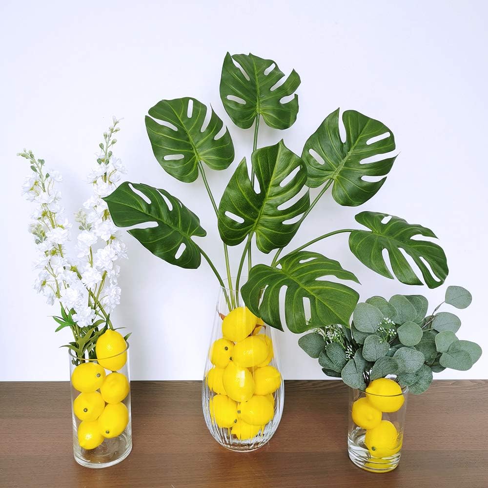 30 Pack Faux Yellow Lemons Artificial Fruits Fake Lemons Lifelike Simulation for Lemonade Party Kitchen Table Summer Decorations Vase Fillers Fruit Bowl Lemon Wreath Garland Photography Props