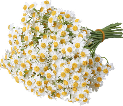 Small White Daisy Flowers Artificial,6 Bouquet/ 10 Inch Fake Daisies
