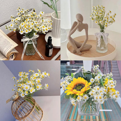 Small White Daisy Flowers Artificial,6 Bouquet/ 10 Inch Fake Daisies