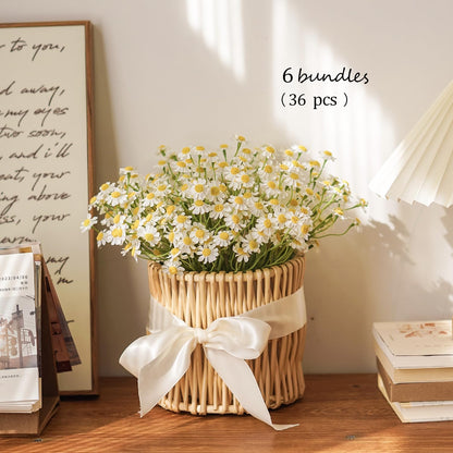 Small White Daisy Flowers Artificial,6 Bouquet/ 10 Inch Fake Daisies
