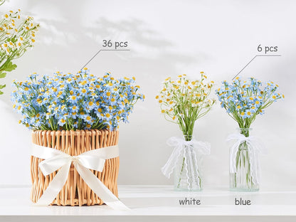 Small White Daisy Flowers Artificial,6 Bouquet/ 10 Inch Fake Daisies
