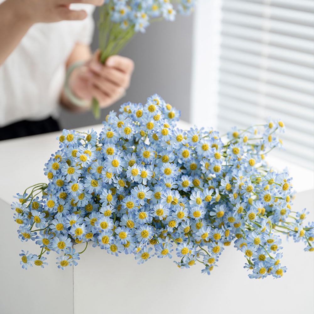 Small White Daisy Flowers Artificial,6 Bouquet/ 10 Inch Fake Daisies