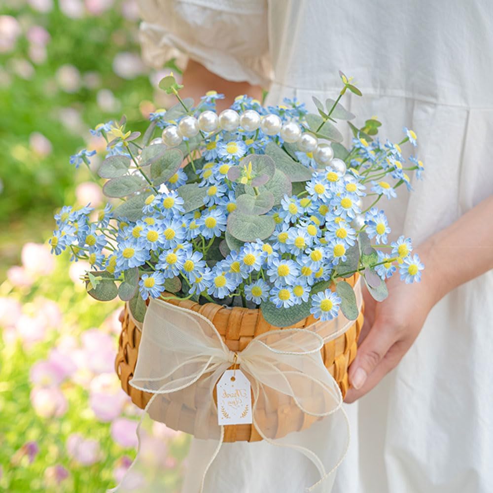 Small White Daisy Flowers Artificial,6 Bouquet/ 10 Inch Fake Daisies