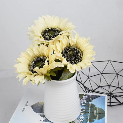 Multicolor Artificial Sunflower Flowers Long Stem Large Silk Sunflowers Bridal Wedding Bouquet 6pcs Fake Yellow Flower Arrangements for Outdoor