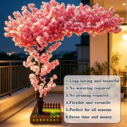 8.2FT Large Artificial Cherry Blossom Trees Pink Indoor Outdoors,Japanese Faux Cherry Blossom Tree with Realistic Silk Flowers,Standing Fake Tree for Garden Wedding Party Home Decor