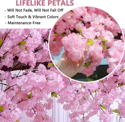 8.2FT Large Artificial Cherry Blossom Trees Pink Indoor Outdoors,Japanese Faux Cherry Blossom Tree with Realistic Silk Flowers,Standing Fake Tree for Garden Wedding Party Home Decor