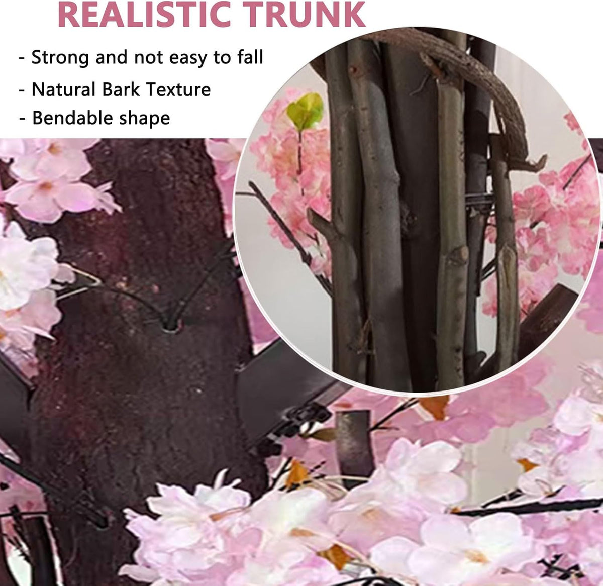 8.2FT Large Artificial Cherry Blossom Trees Pink Indoor Outdoors,Japanese Faux Cherry Blossom Tree with Realistic Silk Flowers,Standing Fake Tree for Garden Wedding Party Home Decor