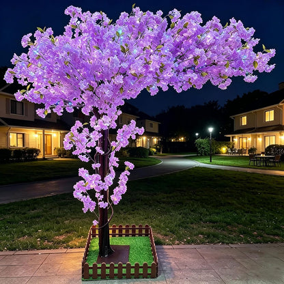 8.2FT Large Artificial Cherry Blossom Trees Pink Indoor Outdoors,Japanese Faux Cherry Blossom Tree with Realistic Silk Flowers,Standing Fake Tree for Garden Wedding Party Home Decor