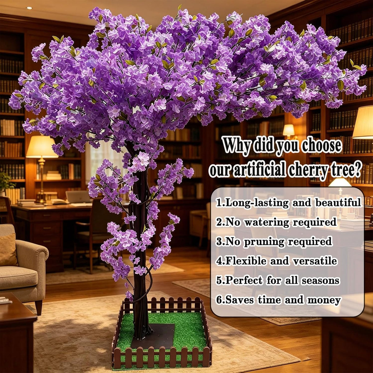 8.2FT Large Artificial Cherry Blossom Trees Pink Indoor Outdoors,Japanese Faux Cherry Blossom Tree with Realistic Silk Flowers,Standing Fake Tree for Garden Wedding Party Home Decor