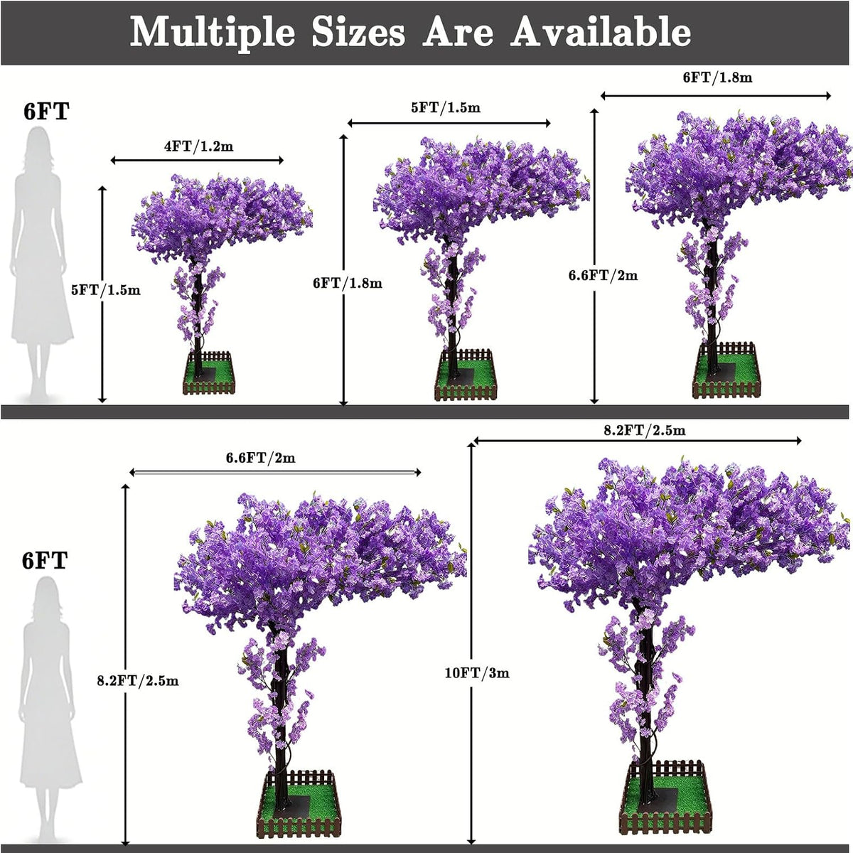 8.2FT Large Artificial Cherry Blossom Trees Pink Indoor Outdoors,Japanese Faux Cherry Blossom Tree with Realistic Silk Flowers,Standing Fake Tree for Garden Wedding Party Home Decor