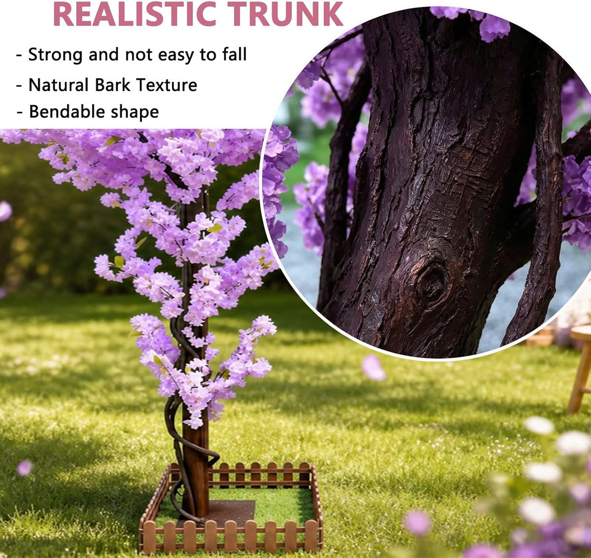 8.2FT Large Artificial Cherry Blossom Trees Pink Indoor Outdoors,Japanese Faux Cherry Blossom Tree with Realistic Silk Flowers,Standing Fake Tree for Garden Wedding Party Home Decor