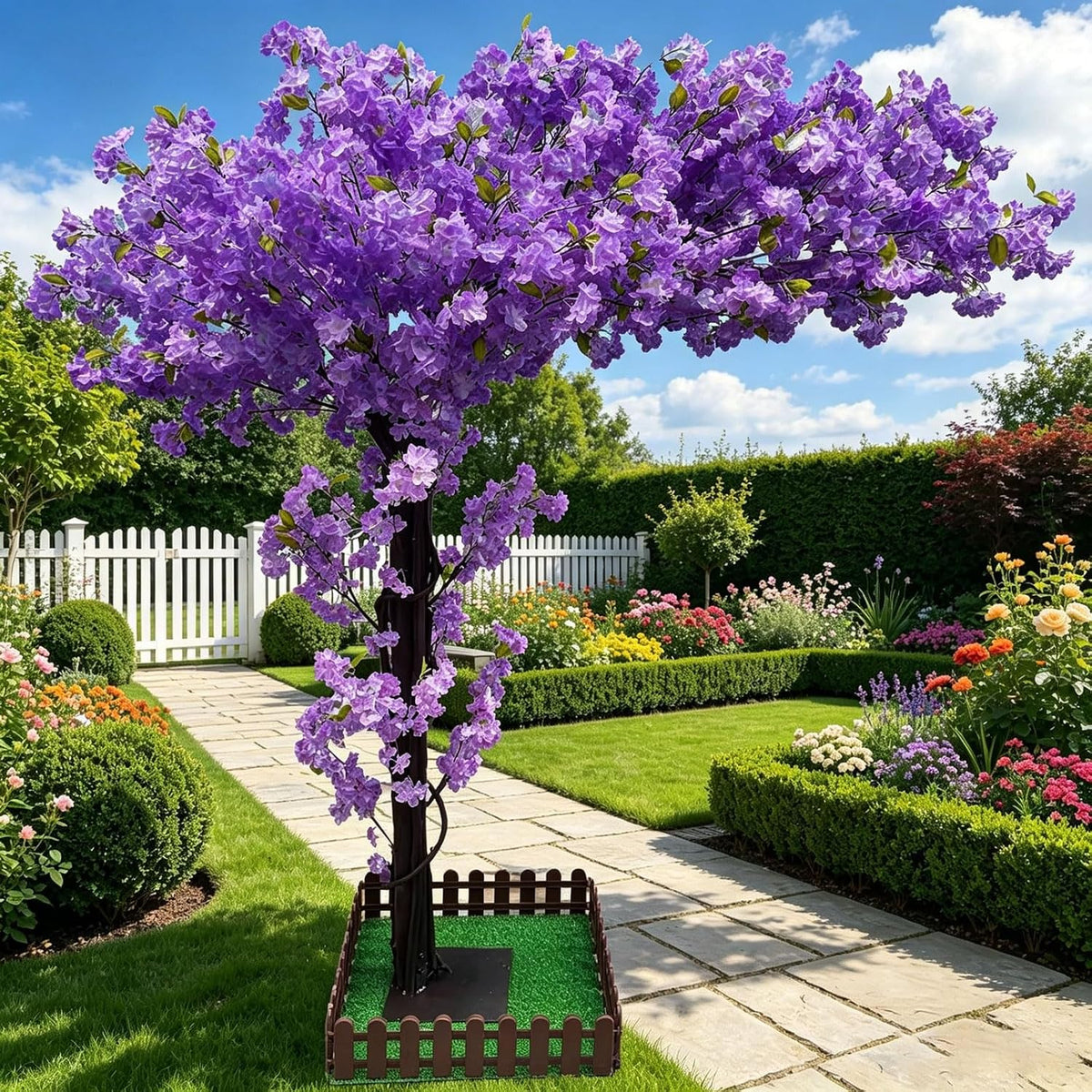 8.2FT Large Artificial Cherry Blossom Trees Pink Indoor Outdoors,Japanese Faux Cherry Blossom Tree with Realistic Silk Flowers,Standing Fake Tree for Garden Wedding Party Home Decor