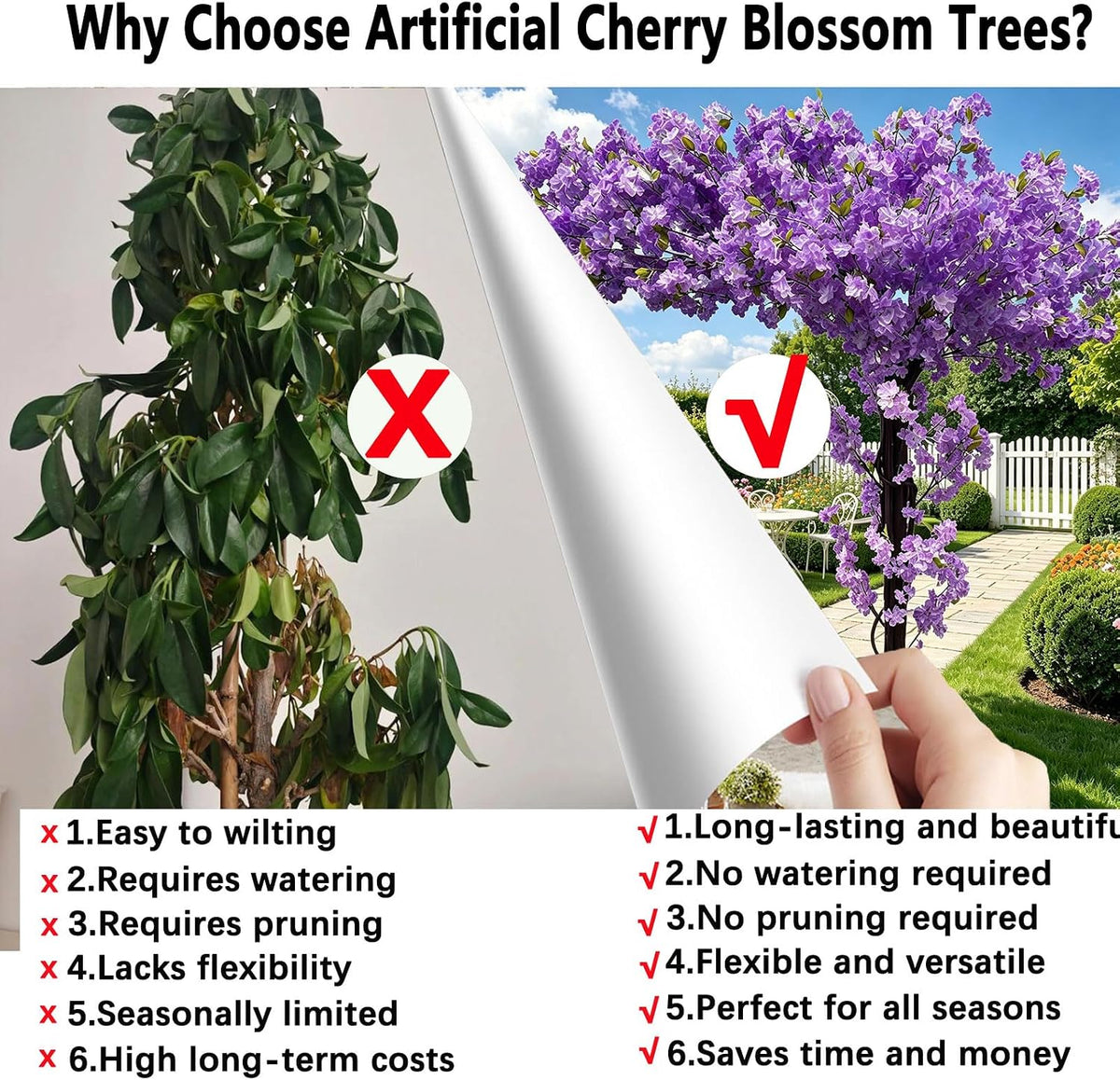 8.2FT Large Artificial Cherry Blossom Trees Pink Indoor Outdoors,Japanese Faux Cherry Blossom Tree with Realistic Silk Flowers,Standing Fake Tree for Garden Wedding Party Home Decor