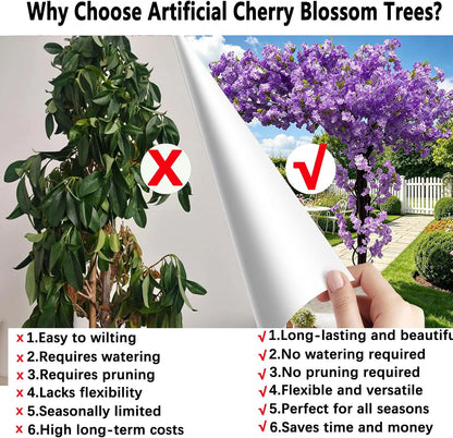 8.2FT Large Artificial Cherry Blossom Trees Pink Indoor Outdoors,Japanese Faux Cherry Blossom Tree with Realistic Silk Flowers,Standing Fake Tree for Garden Wedding Party Home Decor