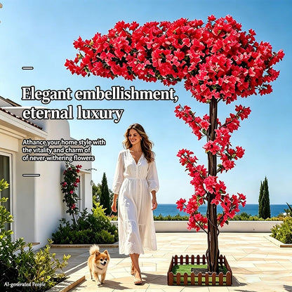 8.2FT Large Artificial Cherry Blossom Trees Pink Indoor Outdoors,Japanese Faux Cherry Blossom Tree with Realistic Silk Flowers,Standing Fake Tree for Garden Wedding Party Home Decor