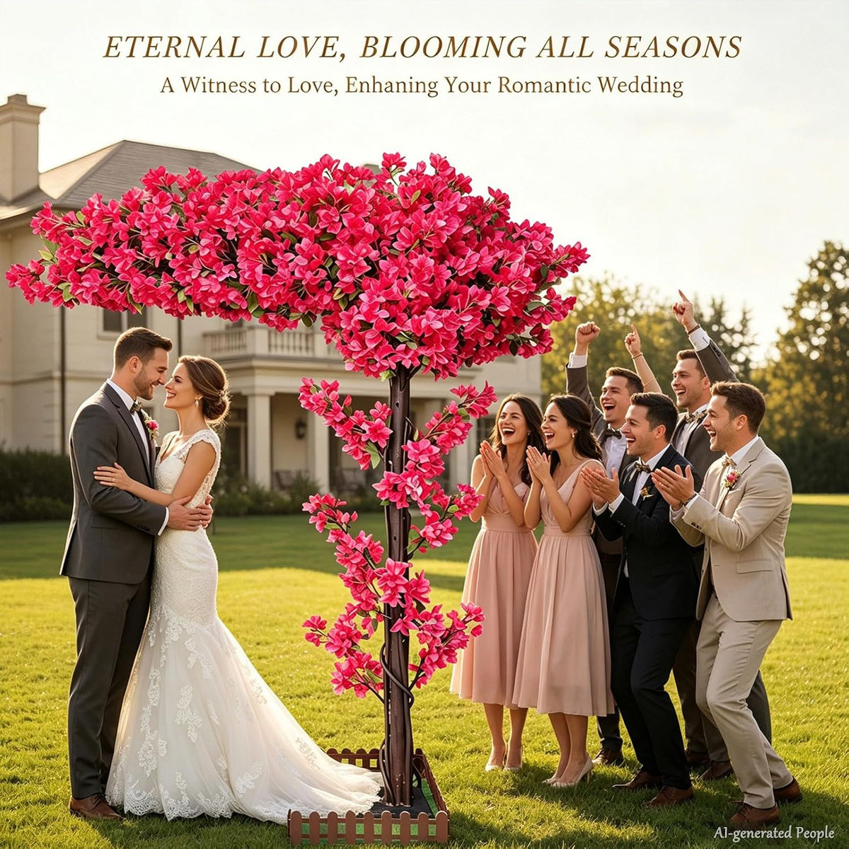 8.2FT Large Artificial Cherry Blossom Trees Pink Indoor Outdoors,Japanese Faux Cherry Blossom Tree with Realistic Silk Flowers,Standing Fake Tree for Garden Wedding Party Home Decor