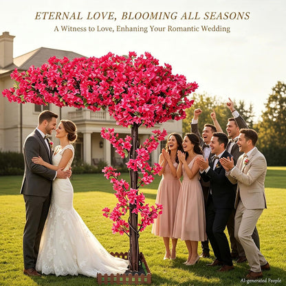 8.2FT Large Artificial Cherry Blossom Trees Pink Indoor Outdoors,Japanese Faux Cherry Blossom Tree with Realistic Silk Flowers,Standing Fake Tree for Garden Wedding Party Home Decor