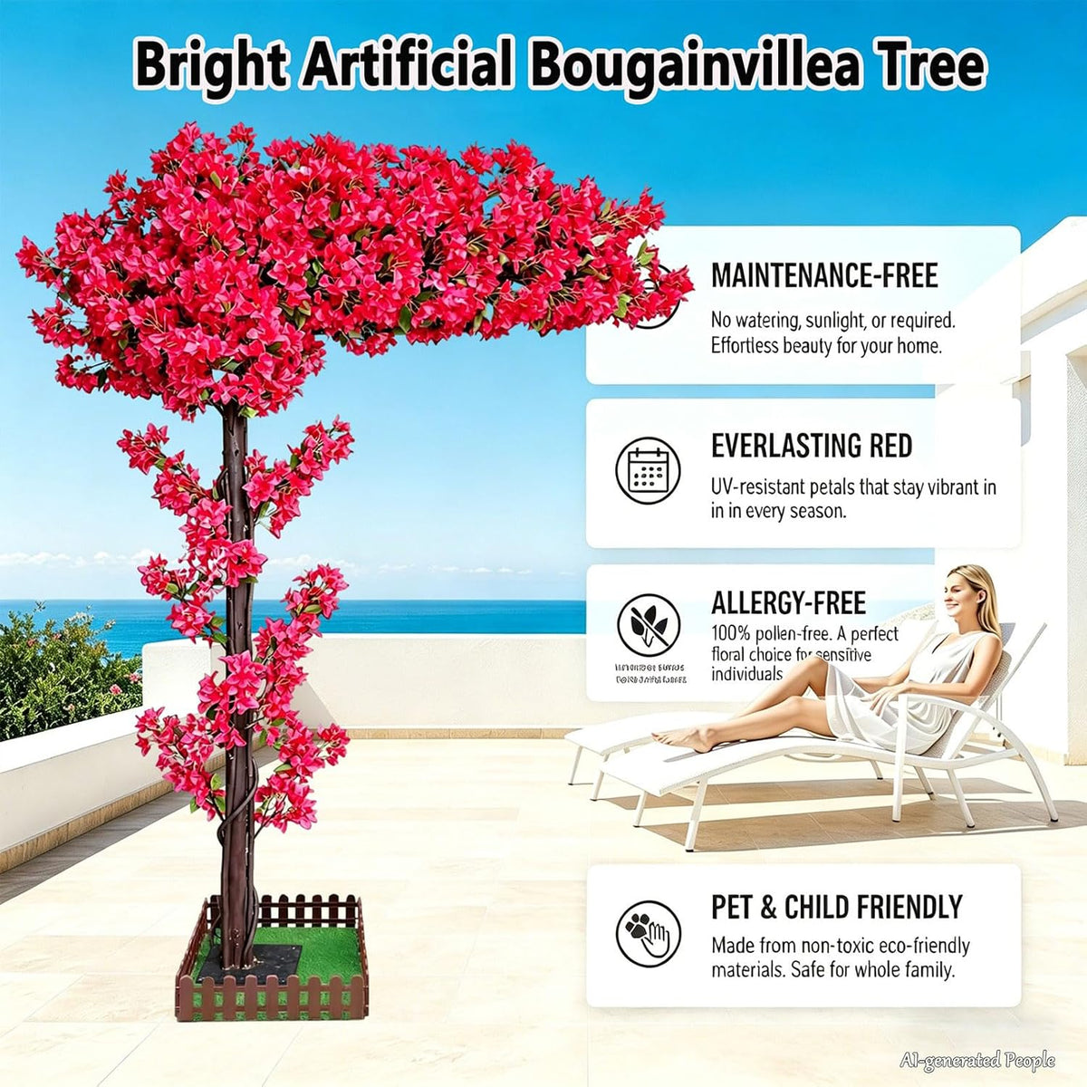 8.2FT Large Artificial Cherry Blossom Trees Pink Indoor Outdoors,Japanese Faux Cherry Blossom Tree with Realistic Silk Flowers,Standing Fake Tree for Garden Wedding Party Home Decor