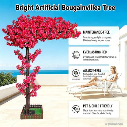 8.2FT Large Artificial Cherry Blossom Trees Pink Indoor Outdoors,Japanese Faux Cherry Blossom Tree with Realistic Silk Flowers,Standing Fake Tree for Garden Wedding Party Home Decor