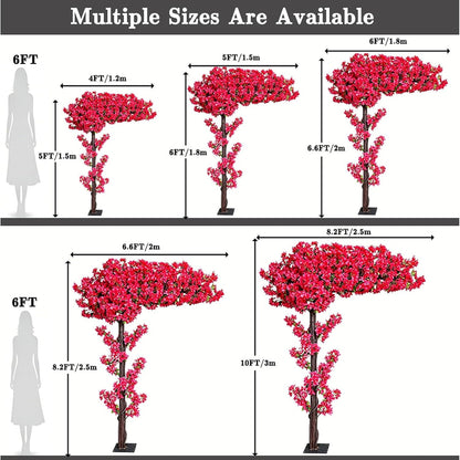 8.2FT Large Artificial Cherry Blossom Trees Pink Indoor Outdoors,Japanese Faux Cherry Blossom Tree with Realistic Silk Flowers,Standing Fake Tree for Garden Wedding Party Home Decor