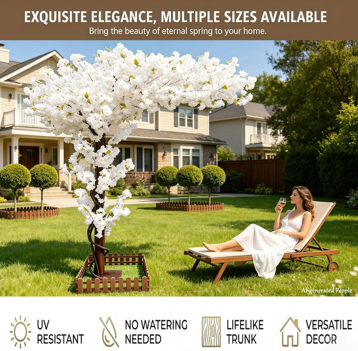 8.2FT Large Artificial Cherry Blossom Trees Pink Indoor Outdoors,Japanese Faux Cherry Blossom Tree with Realistic Silk Flowers,Standing Fake Tree for Garden Wedding Party Home Decor