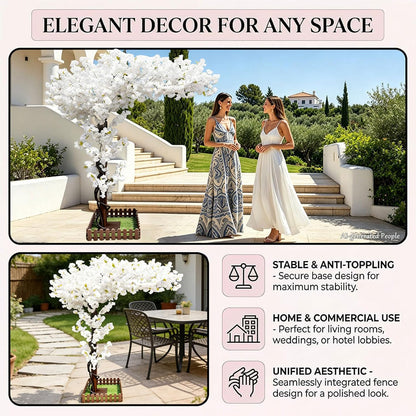 8.2FT Large Artificial Cherry Blossom Trees Pink Indoor Outdoors,Japanese Faux Cherry Blossom Tree with Realistic Silk Flowers,Standing Fake Tree for Garden Wedding Party Home Decor
