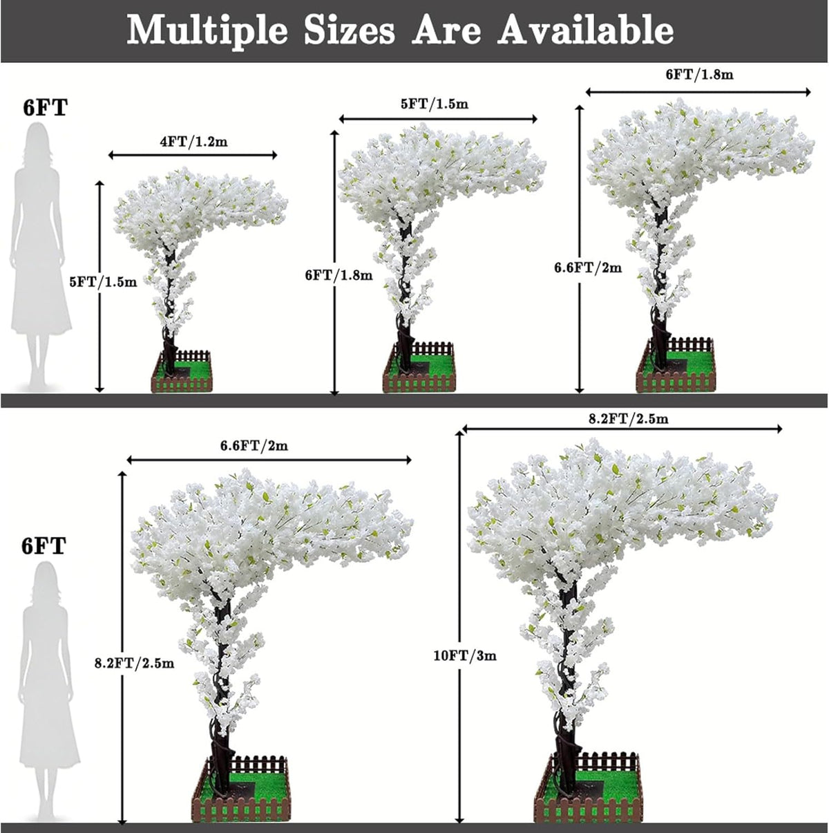 8.2FT Large Artificial Cherry Blossom Trees Pink Indoor Outdoors,Japanese Faux Cherry Blossom Tree with Realistic Silk Flowers,Standing Fake Tree for Garden Wedding Party Home Decor
