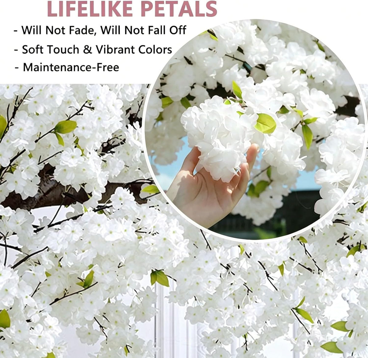 8.2FT Large Artificial Cherry Blossom Trees Pink Indoor Outdoors,Japanese Faux Cherry Blossom Tree with Realistic Silk Flowers,Standing Fake Tree for Garden Wedding Party Home Decor