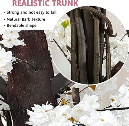 8.2FT Large Artificial Cherry Blossom Trees Pink Indoor Outdoors,Japanese Faux Cherry Blossom Tree with Realistic Silk Flowers,Standing Fake Tree for Garden Wedding Party Home Decor