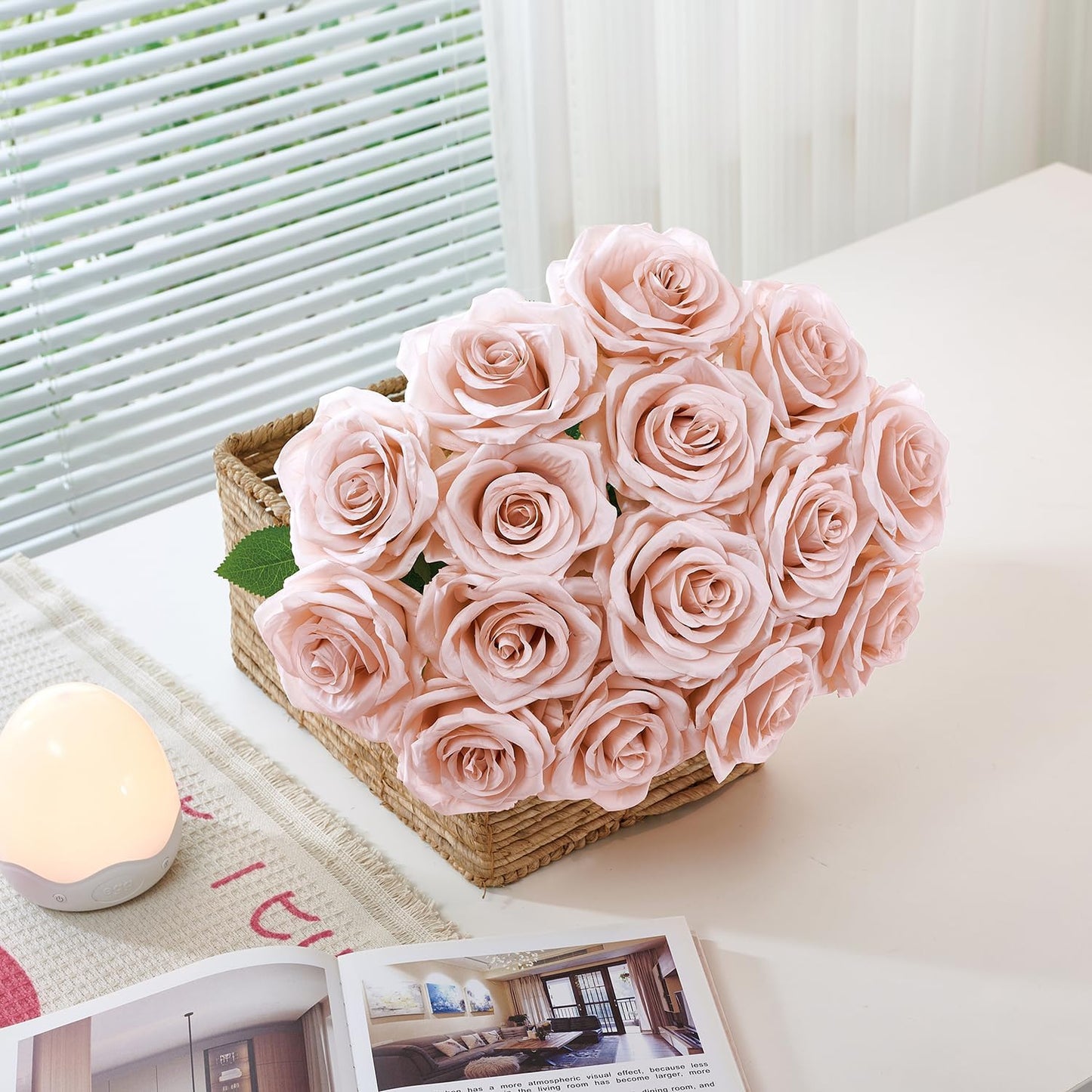 100 Pcs White Rose Artificial Flowers Bulk, Ivory Silk Fake Roses with Long Stem for Wedding Decoration, Bridal Bouquets, DIY Flower Wall, Party Table Centerpieces, Home Decor