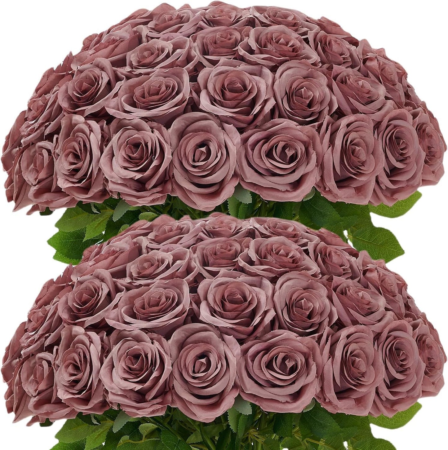 100 Pcs White Rose Artificial Flowers Bulk, Ivory Silk Fake Roses with Long Stem for Wedding Decoration, Bridal Bouquets, DIY Flower Wall, Party Table Centerpieces, Home Decor