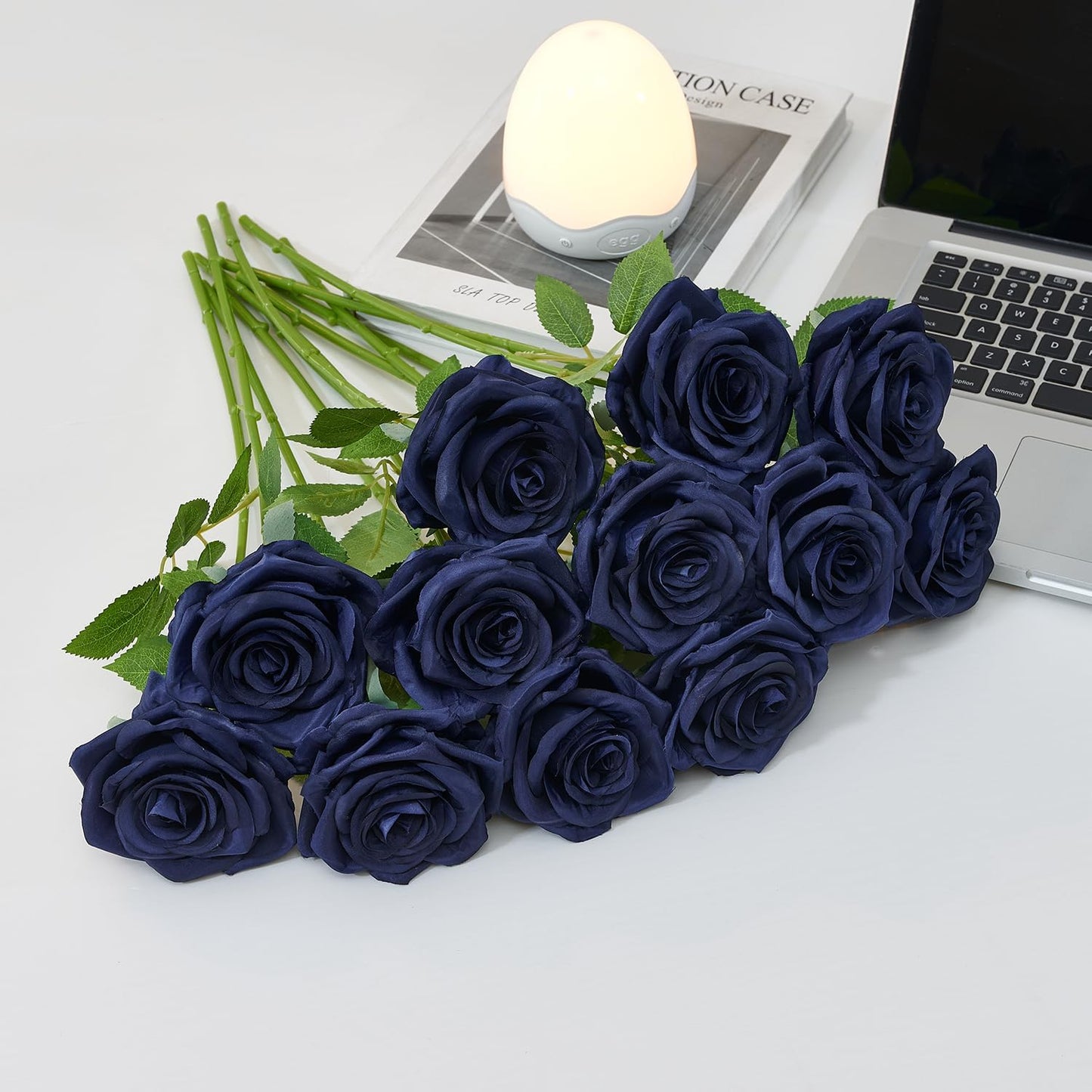 100 Pcs White Rose Artificial Flowers Bulk, Ivory Silk Fake Roses with Long Stem for Wedding Decoration, Bridal Bouquets, DIY Flower Wall, Party Table Centerpieces, Home Decor