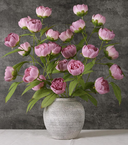 6 Pcs Peonies Artificial Flowers 27" Faux Flowers for Vase, Champagne