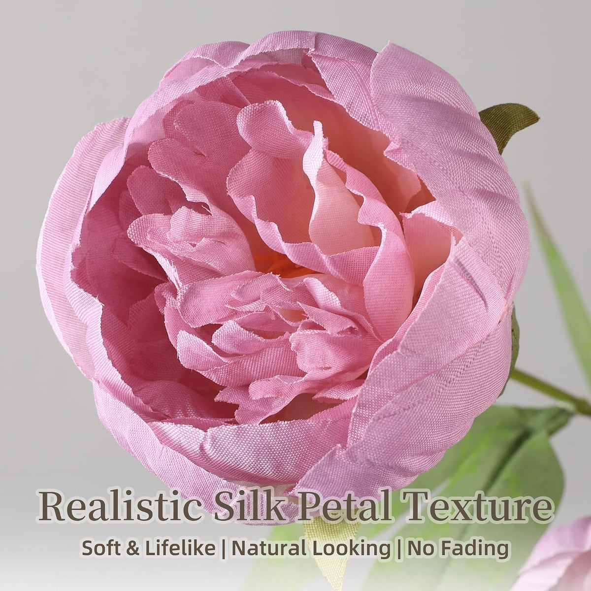6 Pcs Peonies Artificial Flowers 27" Faux Flowers for Vase, Champagne