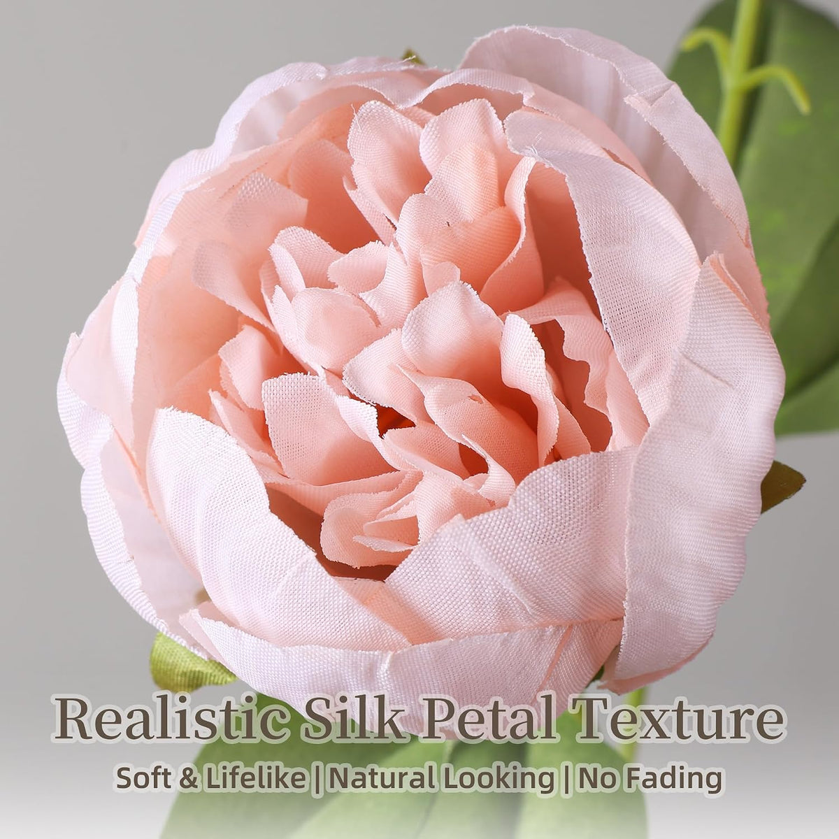 6 Pcs Peonies Artificial Flowers 27" Faux Flowers for Vase, Champagne