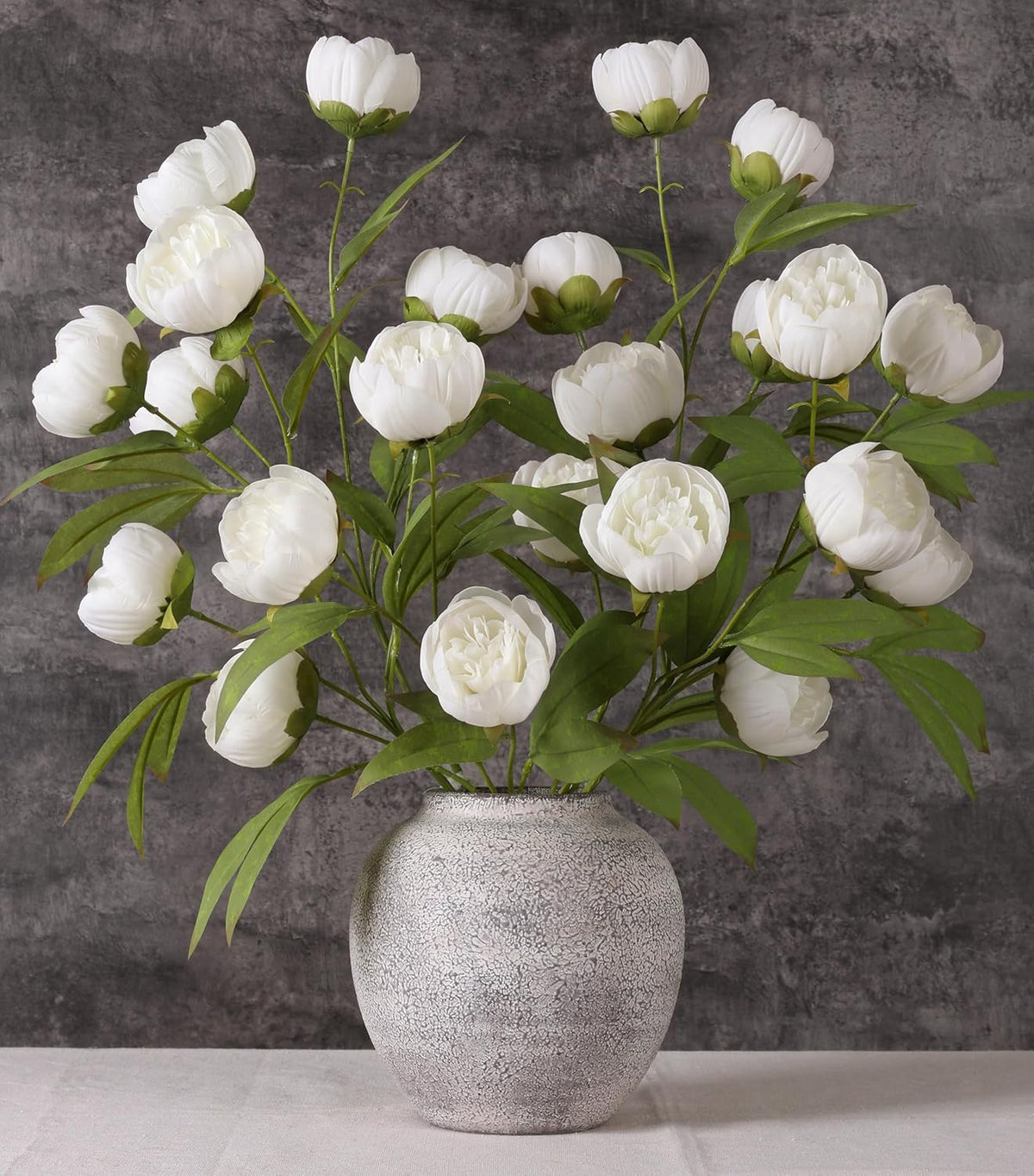 6 Pcs Peonies Artificial Flowers 27" Faux Flowers for Vase, Champagne