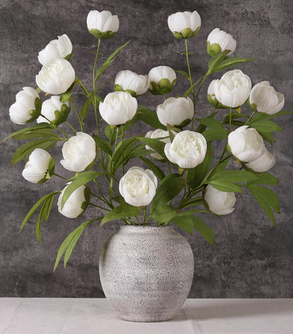 6 Pcs Peonies Artificial Flowers 27" Faux Flowers for Vase, Champagne