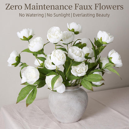 6 Pcs Peonies Artificial Flowers 27" Faux Flowers for Vase, Champagne